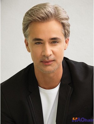 Perruques droites pour hommes blond platine 4 pouces