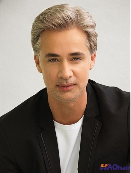 Perruques droites pour hommes blond platine 4 pouces
