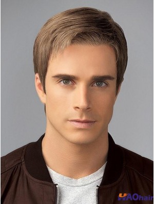 Blonde droite sans frange 4 pouces perruques pour hommes