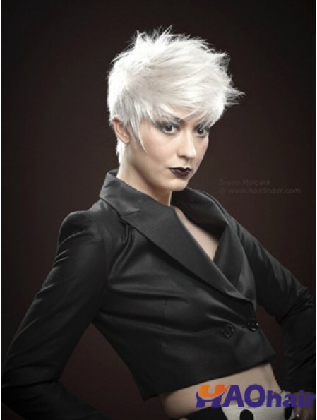 Perruques courtes mono avec monofilament remy coupe le style droit