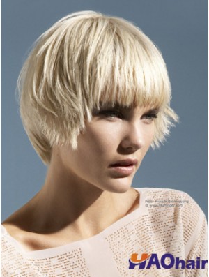 Monofilament Boycuts Short Straight 10  inchPlatinum Blonde Perruques de mode pratiques