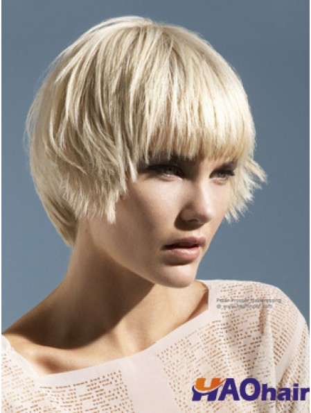 Monofilament Boycuts Short Straight 10  inchPlatinum Blonde Perruques de mode pratiques