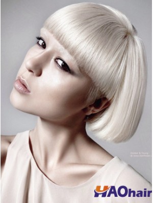 Lace Front Bobs Short Straight 10  inchPlatinum Blonde Great Fashion Perruques
