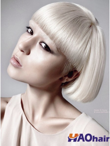 Lace Front Bobs Short Straight 10  inchPlatinum Blonde Great Fashion Perruques