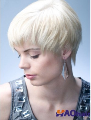 Perruques de mode naturelles courtes droites grises capless de 8 pouces