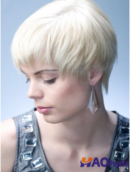Perruques de mode naturelles courtes droites grises capless de 8 pouces