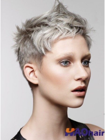 Avant de lacet Boycuts court droit 8 pouces perruques de mode pratiques