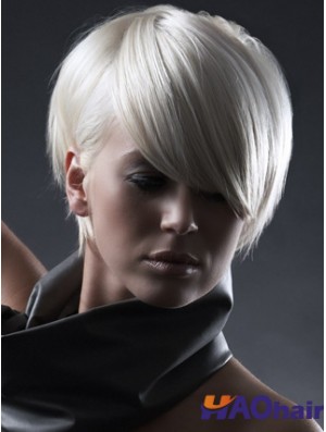 Capless Boycuts courte droite 8 pouces conçu perruques de mode