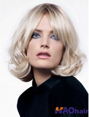 Lace Front Layered Chin Length Wavy 12  inchPlatinum Blonde Popular Fashion Perruques