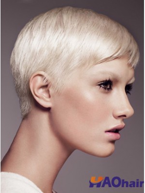 Capless Boycuts Short Straight 8  inchPlatinum Blonde Fabulous Fashion Perruques