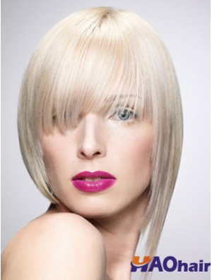 Monofilament Bobs courte droite 10 pouces platine platine blonde nouvelle mode perruques