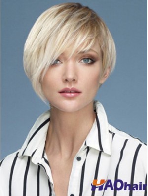 Capless boycuts courte droite 10 pouces platine platine blonde impertinente perruques de mode