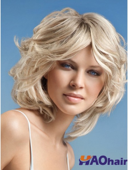 Full Lace Layered Chin Length Wavy 12 pouces Platinum Blonde Cheap Fashion Perruques