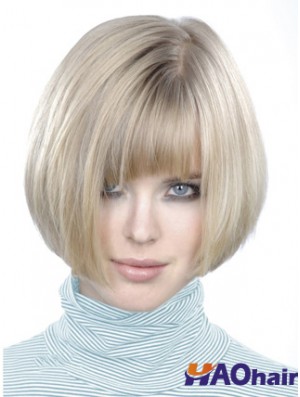Monofilament Bobs court droit 10 pouces platine platine style blonde perruques de mode