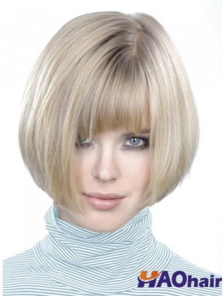 Monofilament Bobs court droit 10 pouces platine platine style blonde perruques de mode