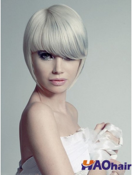 Capless gris court droite 10 pouces coiffures perruques de mode
