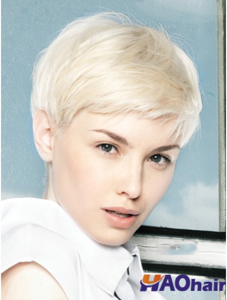 Perruque avant en dentelle Couleur platine Longueur courte Boycuts de style droit