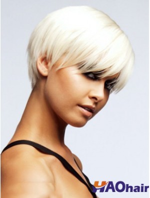Capless Boycuts court droite 8 pouces Discount perruques de mode