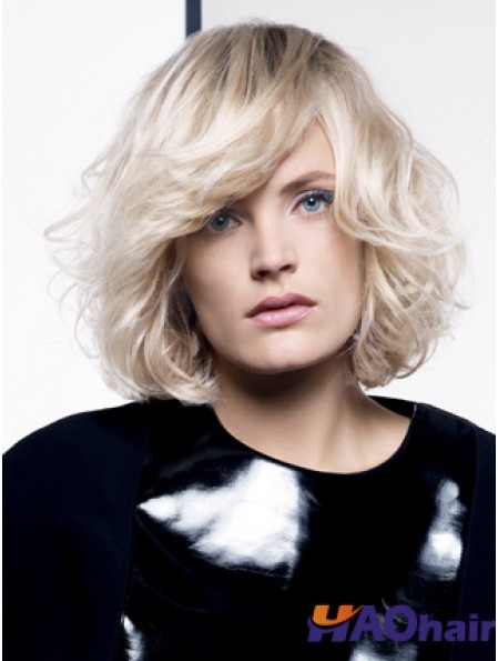 Lace Front Layered Chin Length Wavy 12  inchPlatinum Blonde Fashion Fashion Perruques