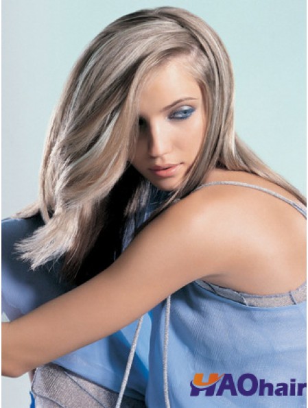 Lace Front Grey Shoulder Length Straight 18 pouces Great Fashion Wigs