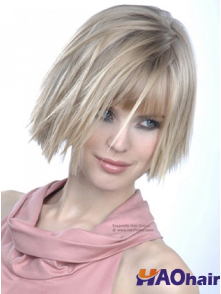 Monofilament Bobs menton longueur droite 10 pouces platine platine blonde bonne mode perruques