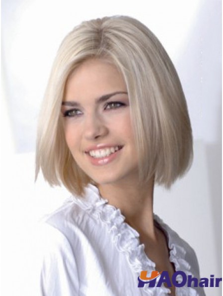 Full Lace Bobs Chin Longueur Droite 12 pouces Platine Blonde Sassy Fashion Perruques