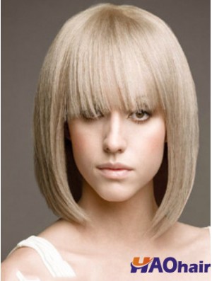 Full Lace Bobs Chin Longueur Droite 12  inchPlatinum Blonde Beautiful Fashion Perruques