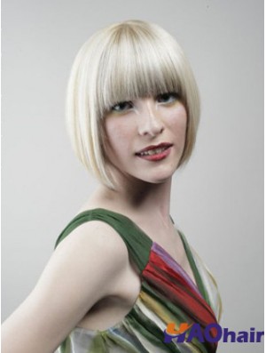 Full Lace Bobs Chin Longueur Droite 10 pouces Platine Blonde Conçu Mode Perruques