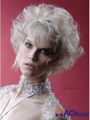Monofilament Gris Court Bouclés 10 pouces Platine Blonde Perfect Fashion Perruques