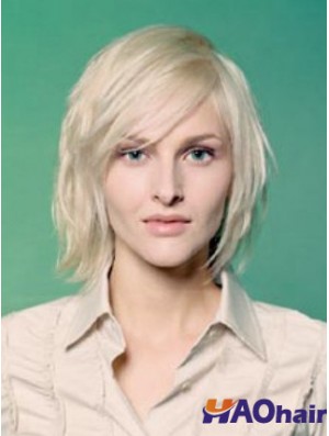 Full Lace Bobs Chin Longueur Droite 10 pouces Platinum Blonde Sleek Fashion Perruques
