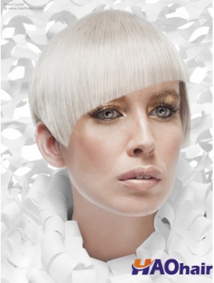 Lace Front Boycuts Short Straight 8 pouces Platinum Blonde moins cher perruques de mode