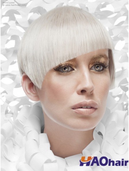 Lace Front Boycuts Short Straight 8 pouces Platinum Blonde moins cher perruques de mode
