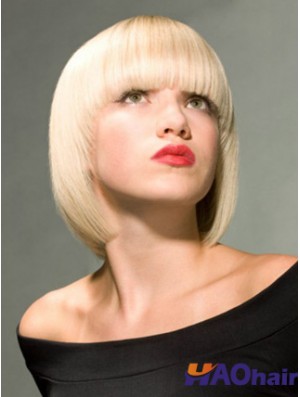 Full Lace Bobs Chin Longueur Droite 10 pouces Platinum Blonde Perruques de mode en ligne
