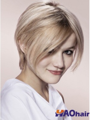 Capless gris court droite 8  inchperruques de mode de mode blonde