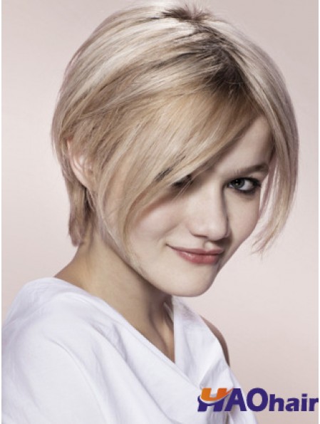 Capless gris court droite 8  inchperruques de mode de mode blonde