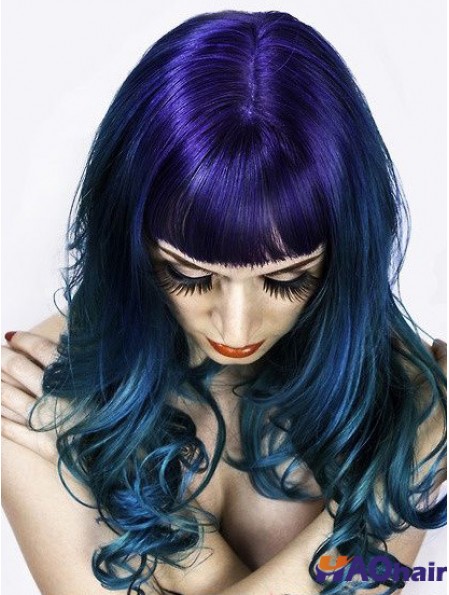 20  inchOmbre / 2 Tone Long avec Bangs Wavy Perruques en dentelle les moins chères