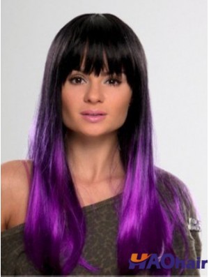 Longue ligne droite avec frange Lace Front 10  inchPerruques abordables pour femmes noires