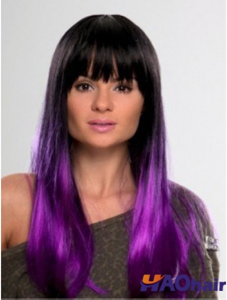 Longue ligne droite avec frange Lace Front 10  inchPerruques abordables pour femmes noires