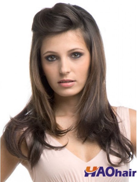 Long Wavy Brown moins cher demi perruques synthétiques