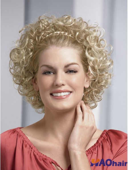 Perruques synthétiques à la mode à la mode blonde bouclée