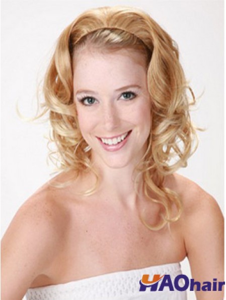 Demi-perruques synthétiques bouclées de style blonde