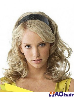 Longues ondulées blondes magnifiques demi-perruques synthétiques