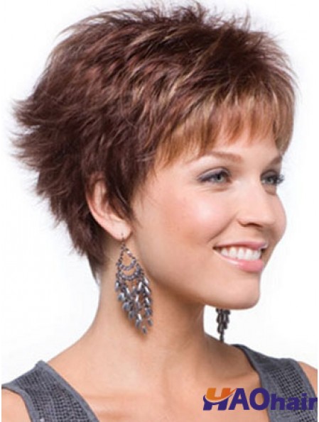 Auburn Cropped Wavy Boycuts capless perruque magasins en ligne UK