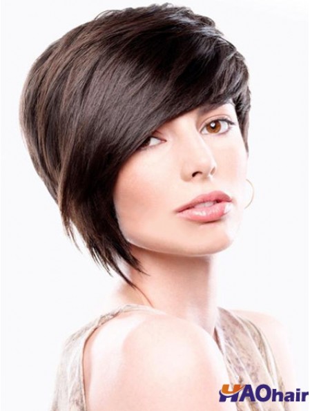 Brown Straight Chin Longueur Bobs Capless perruques les moins chères en ligne