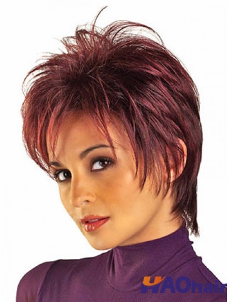 Acheter des perruques en ligne de couleur rouge courte longueur de style droit Boycuts