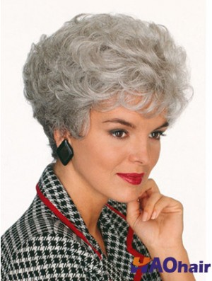 Perruques professionnelles avec coupe courte grise capless style court