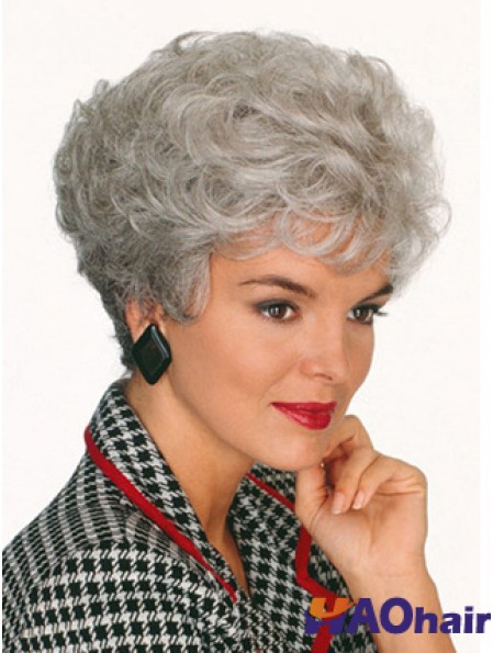 Perruques professionnelles avec coupe courte grise capless style court