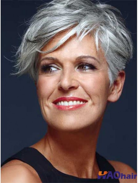 Perruques au Royaume-Uni avec coupe courte sans coupe droite de style gris