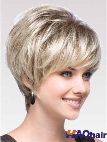 Capless Straight Layered Short 8  inchPerruques de cheveux humains modernes