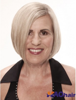 Perruques blondes droites remy monofilament platinum blonde